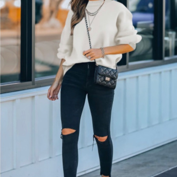 White Drop-shoulder Pullover Sweatshirt - Picture 8 of 15